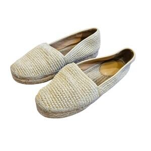 J. Crew Woven Natural Raffia Espadrille Flats Womens 9 Beige Bohemian Neutral